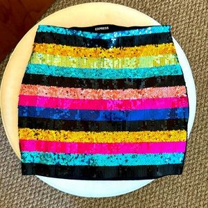 Express rainbow sequin dress skirt